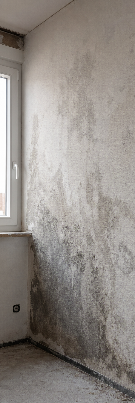 Feuchte Wand vor der Trocknung